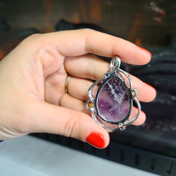 Amethyst Pendant with rhinestones - Picture 3 of 3
